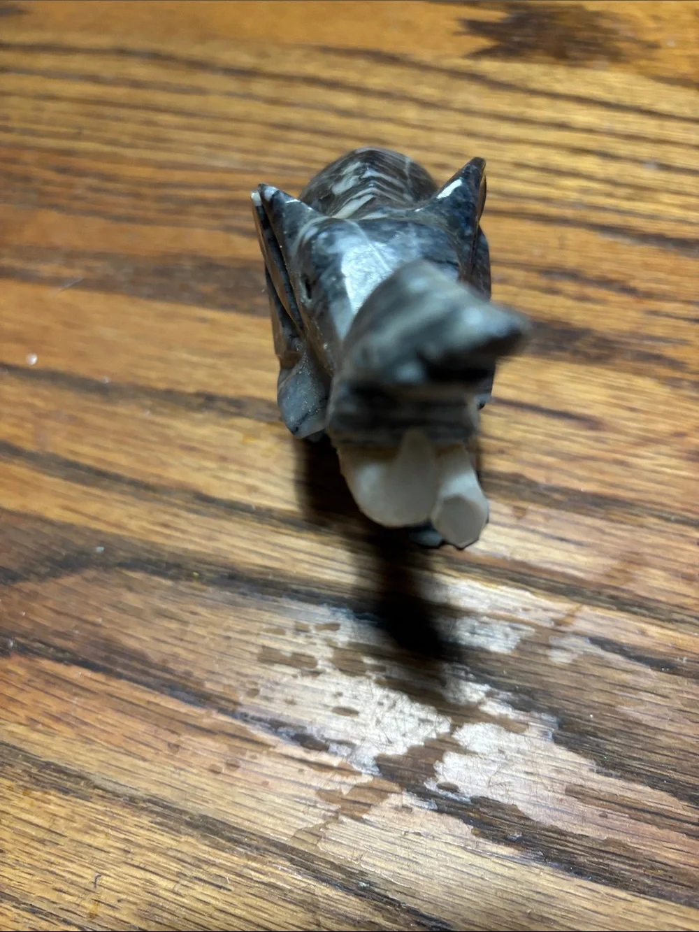 Hand-Carved Gray Stone Elephant Figurine